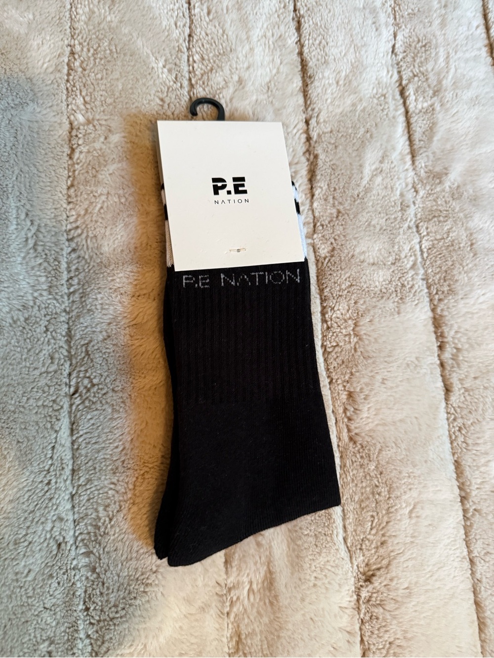P.E Nation Unisex Crew Socks, Black W/White, Size M/L